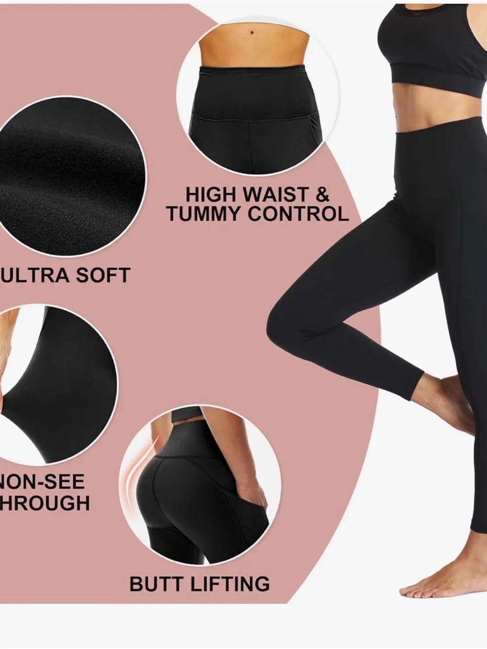 NexiEpoch 4 Pack Leggings with Pockets Size XXL